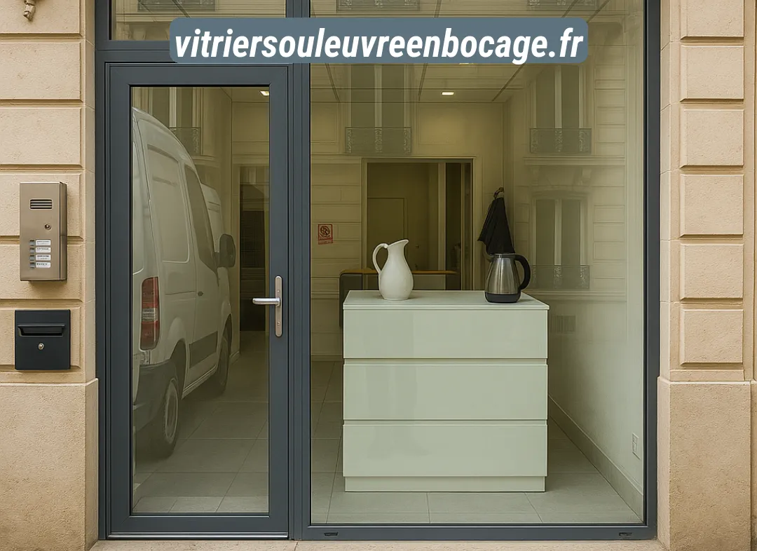 Façade vitrine de magasin en aluminium sur mesure à Souleuvre en Bocage